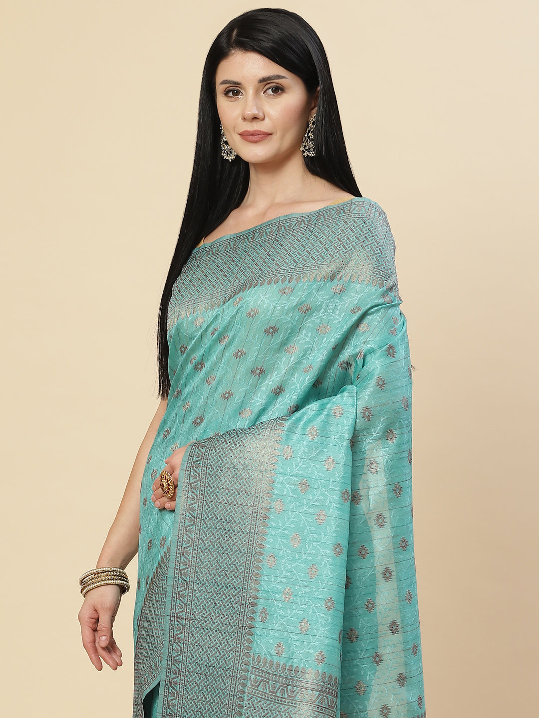 Zari Booti Tussar Woven Saree