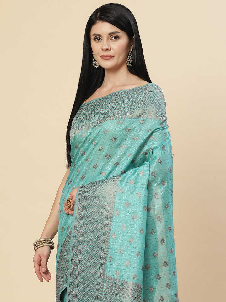 Zari Booti Tussar Woven Saree