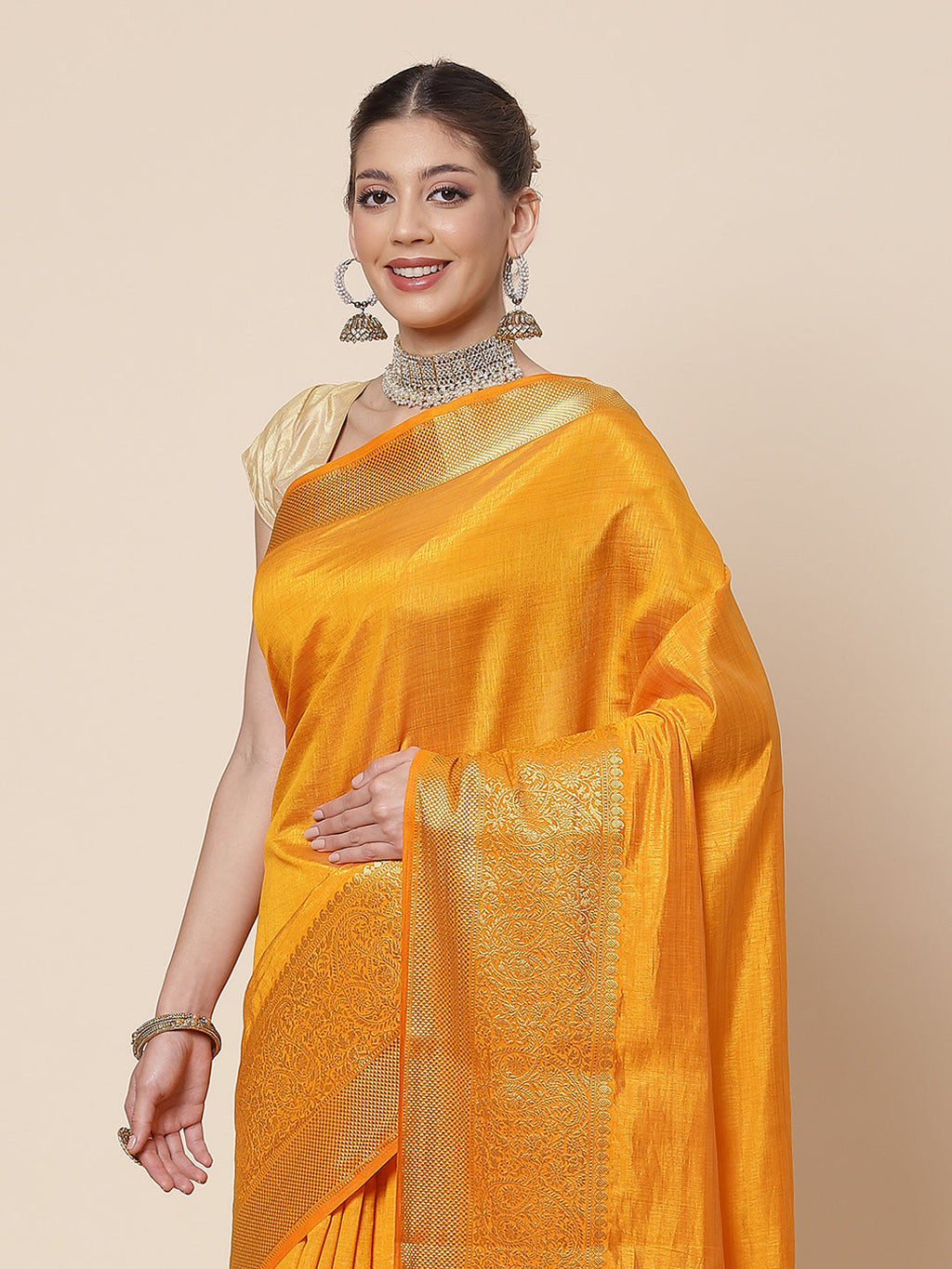 Zari Border Woven Art Handloom Saree