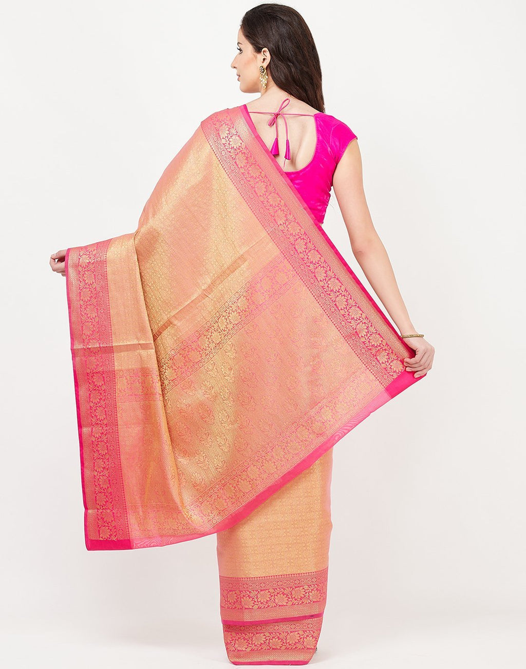 MBZ Meena Bazaar-Mustard Cotton Woven Saree