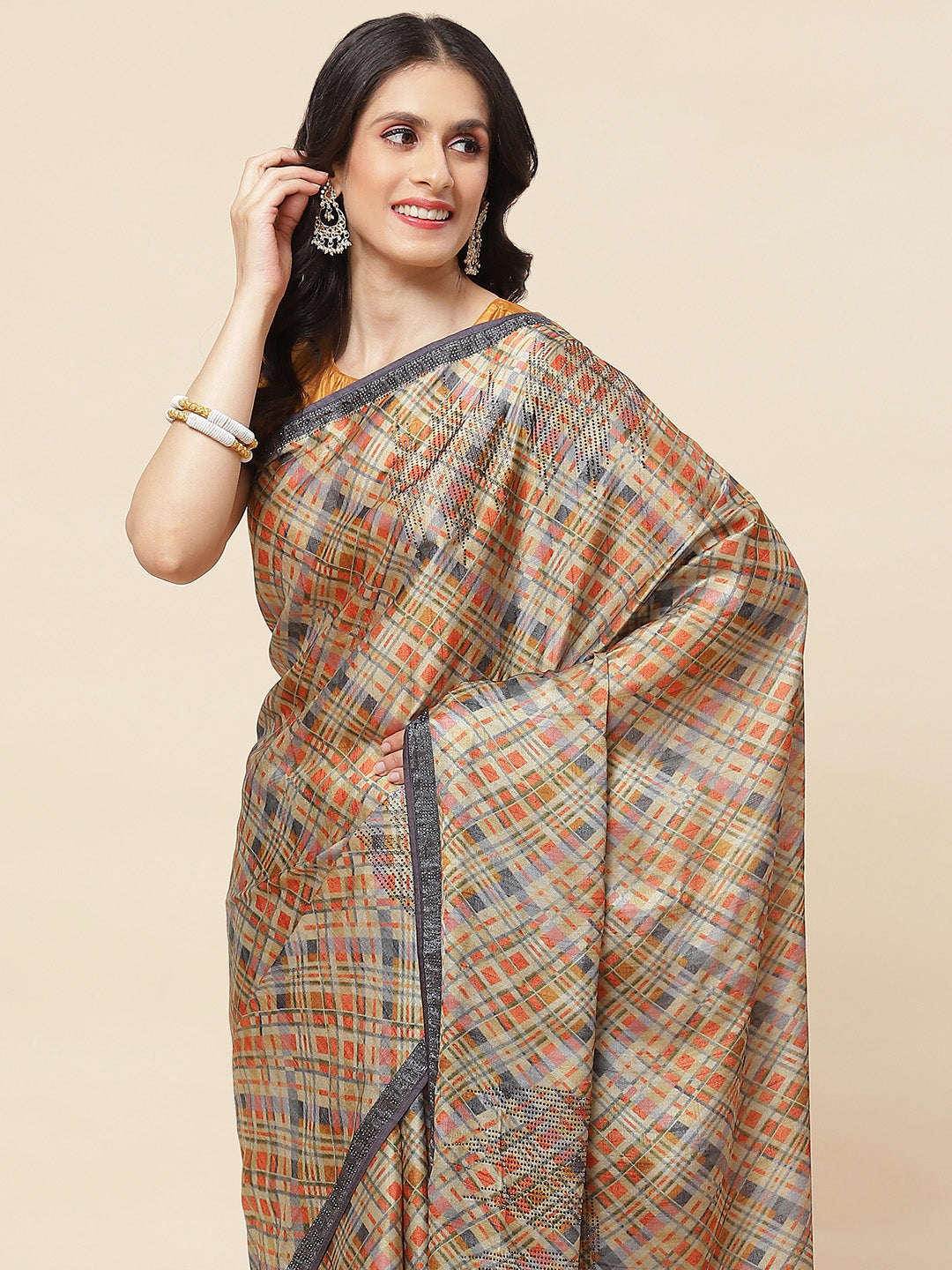 Digital Printed Satin Saree