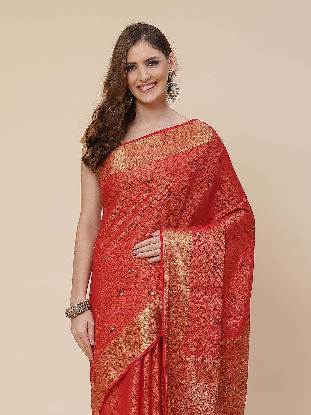 Stone Work Georgette Plain Saree