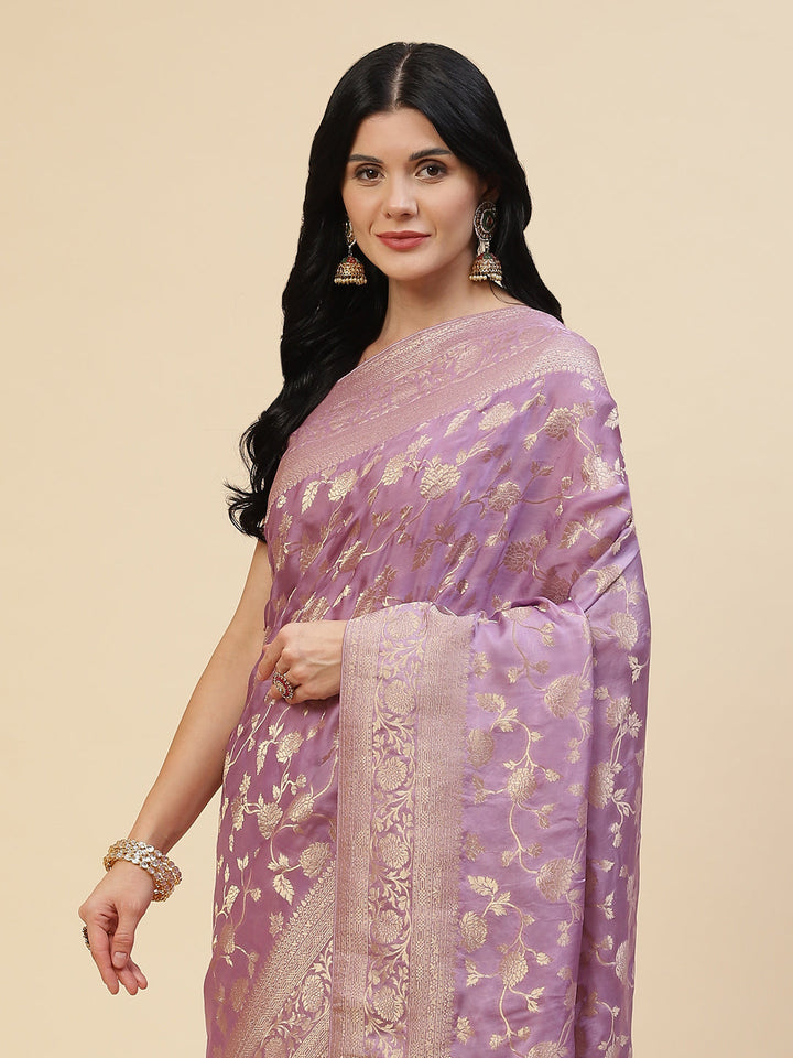 Zari Jaal Satin Woven Saree