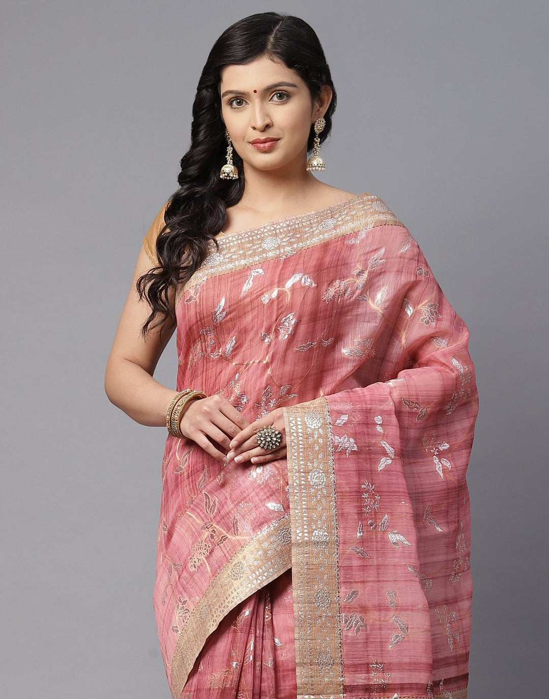 Printed Cotton Linen  Saree