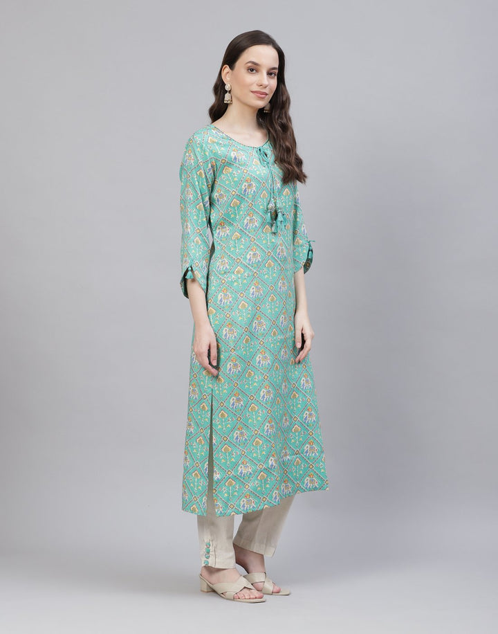 Printed Rayon Kurti With Pant