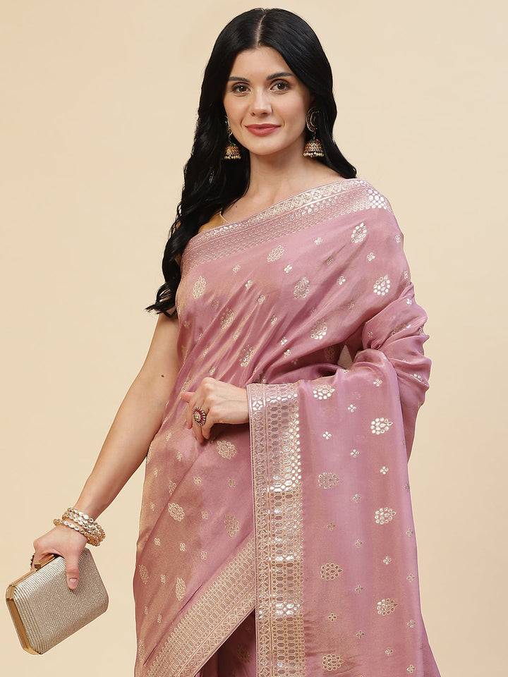 Zari Booti Organza Woven Saree