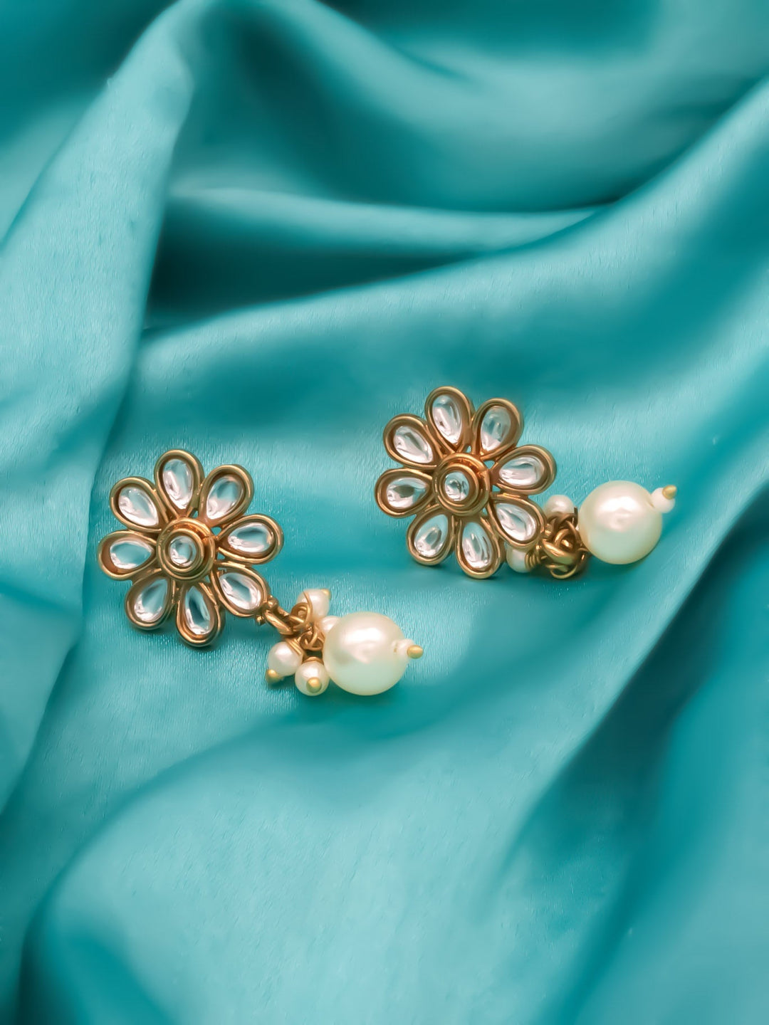 Gold &amp; White Drop &amp; Dangler Earrings
