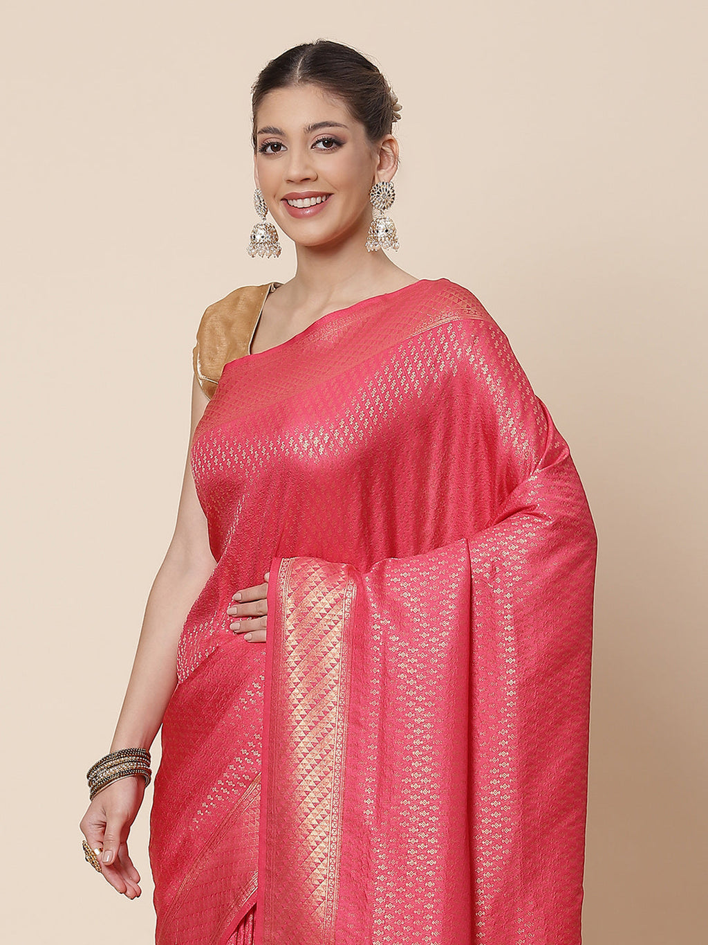 Brocade Zari Jaal Art Handloom Woven Saree