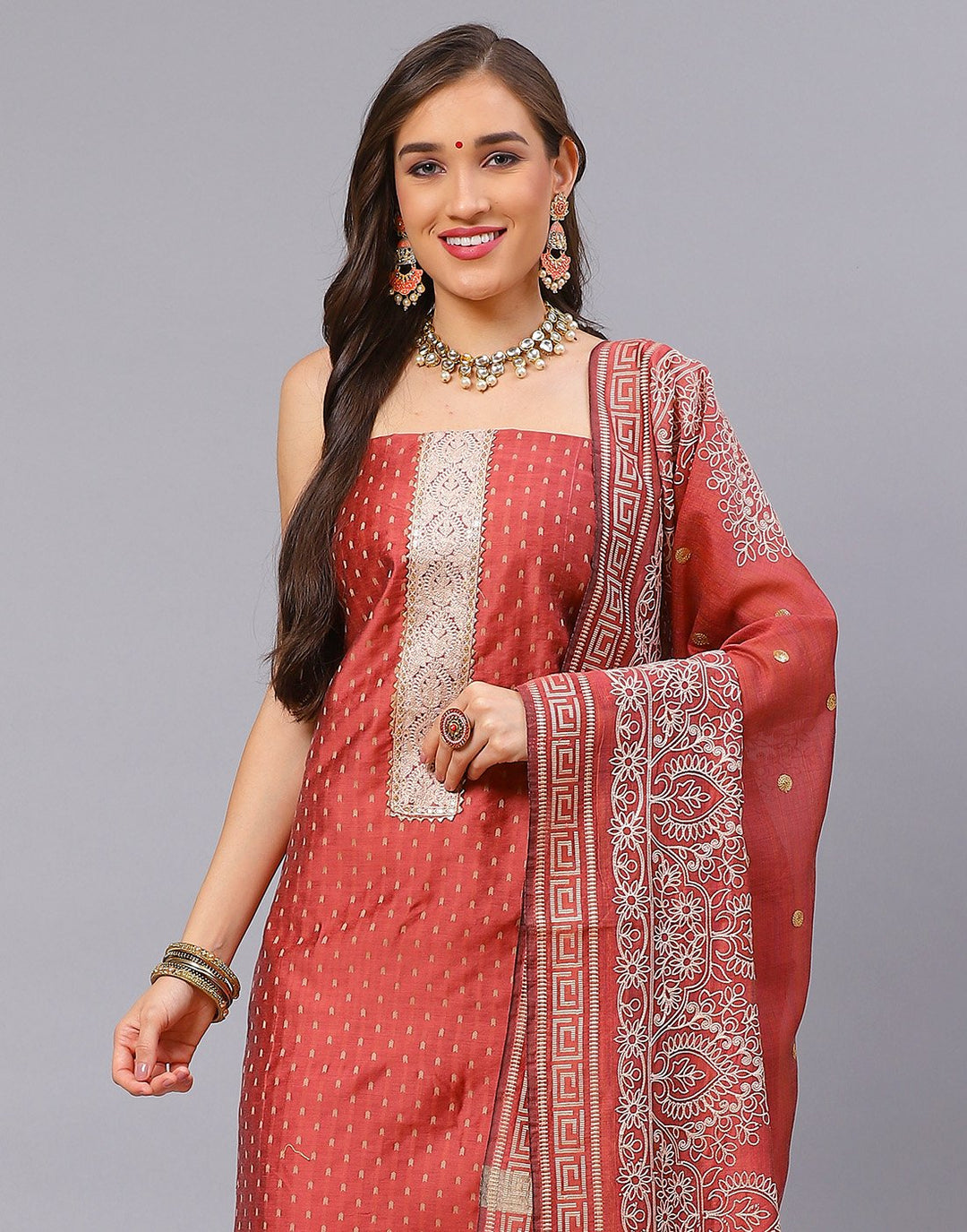 Chanderi Embroidered Suit Piece