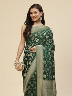 Floral Zari Jaal Georgette Woven Saree