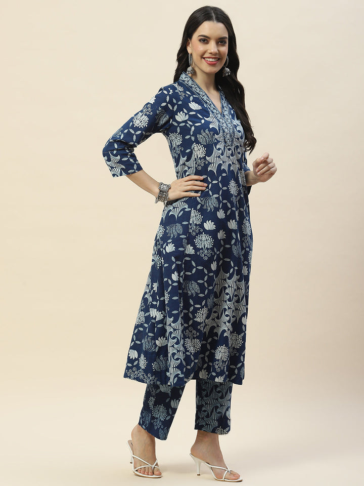 Printed Cotton Kurta With Pants