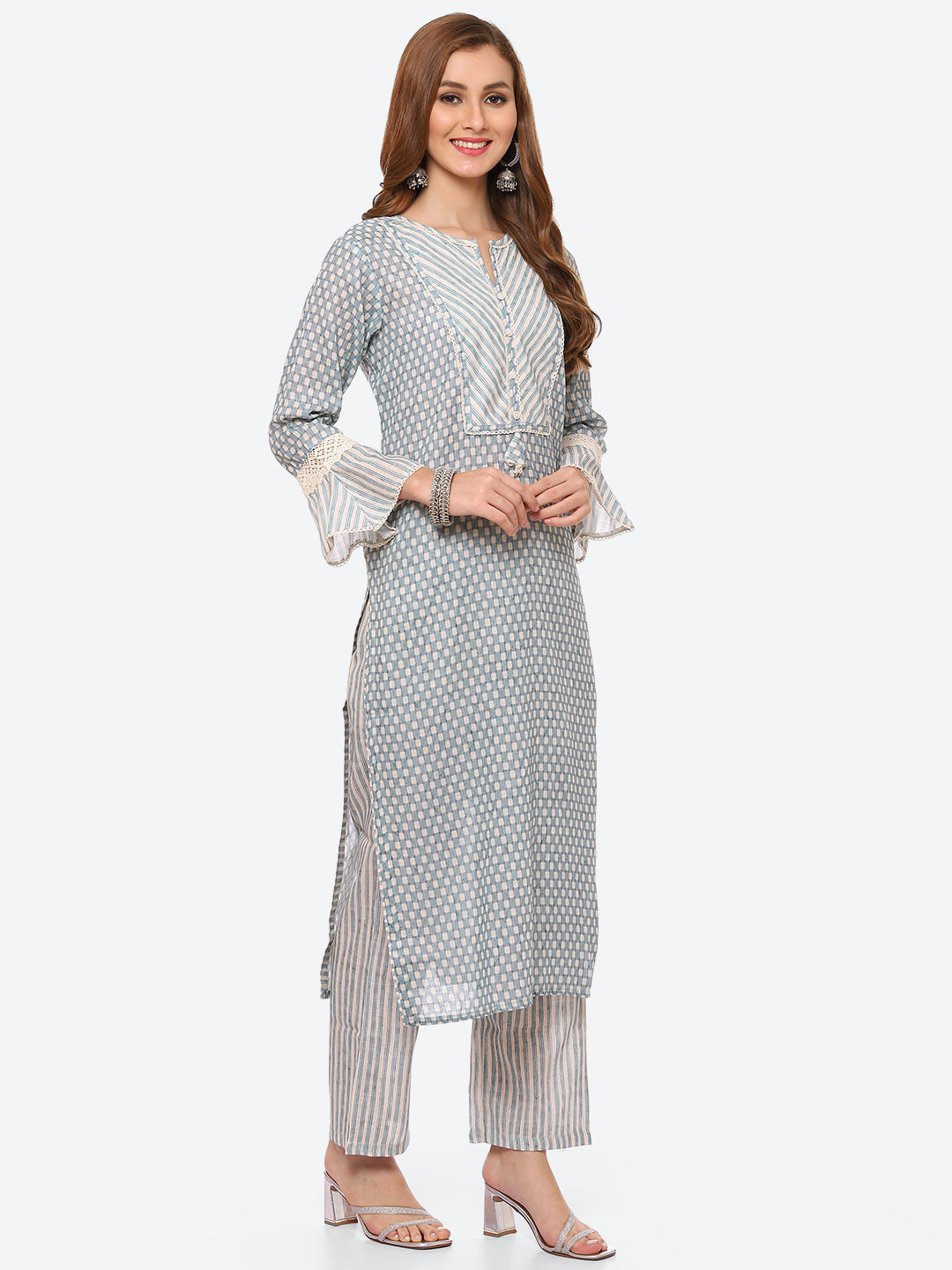 Printed Cotton Kurta With Pant