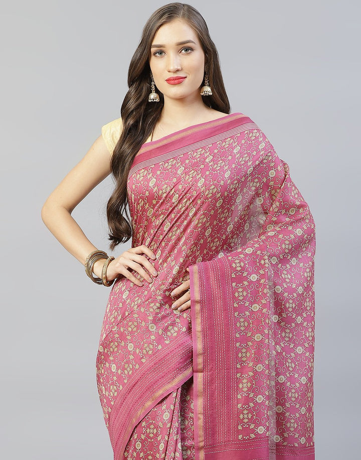 Kantha Border Printed Cotton Saree