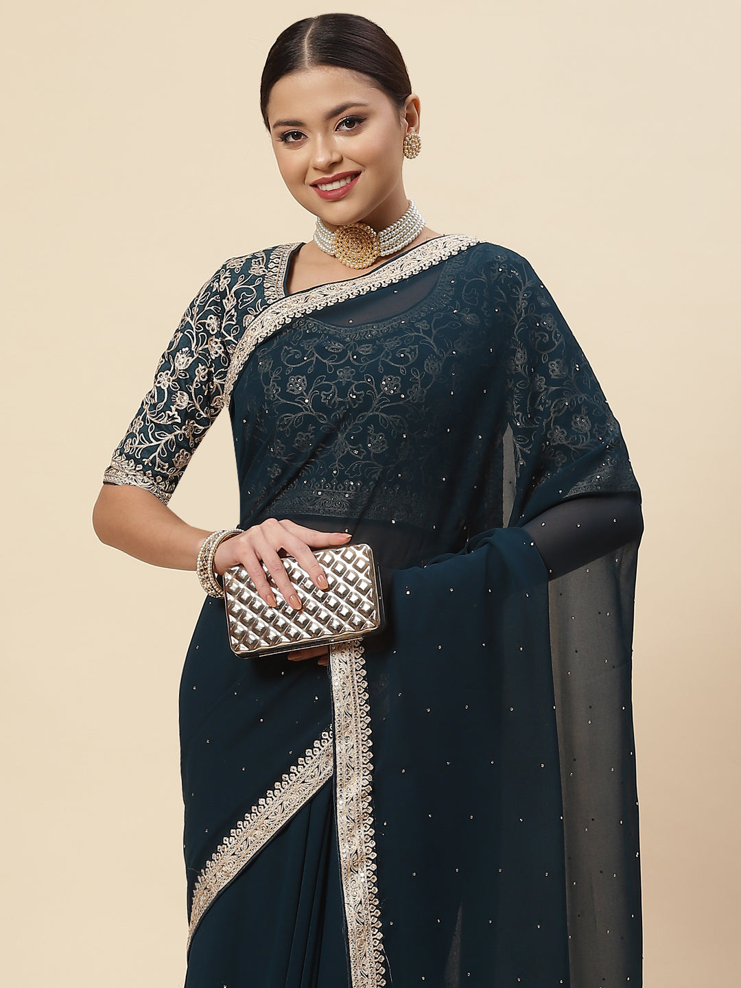 Embroidered Georgette Saree