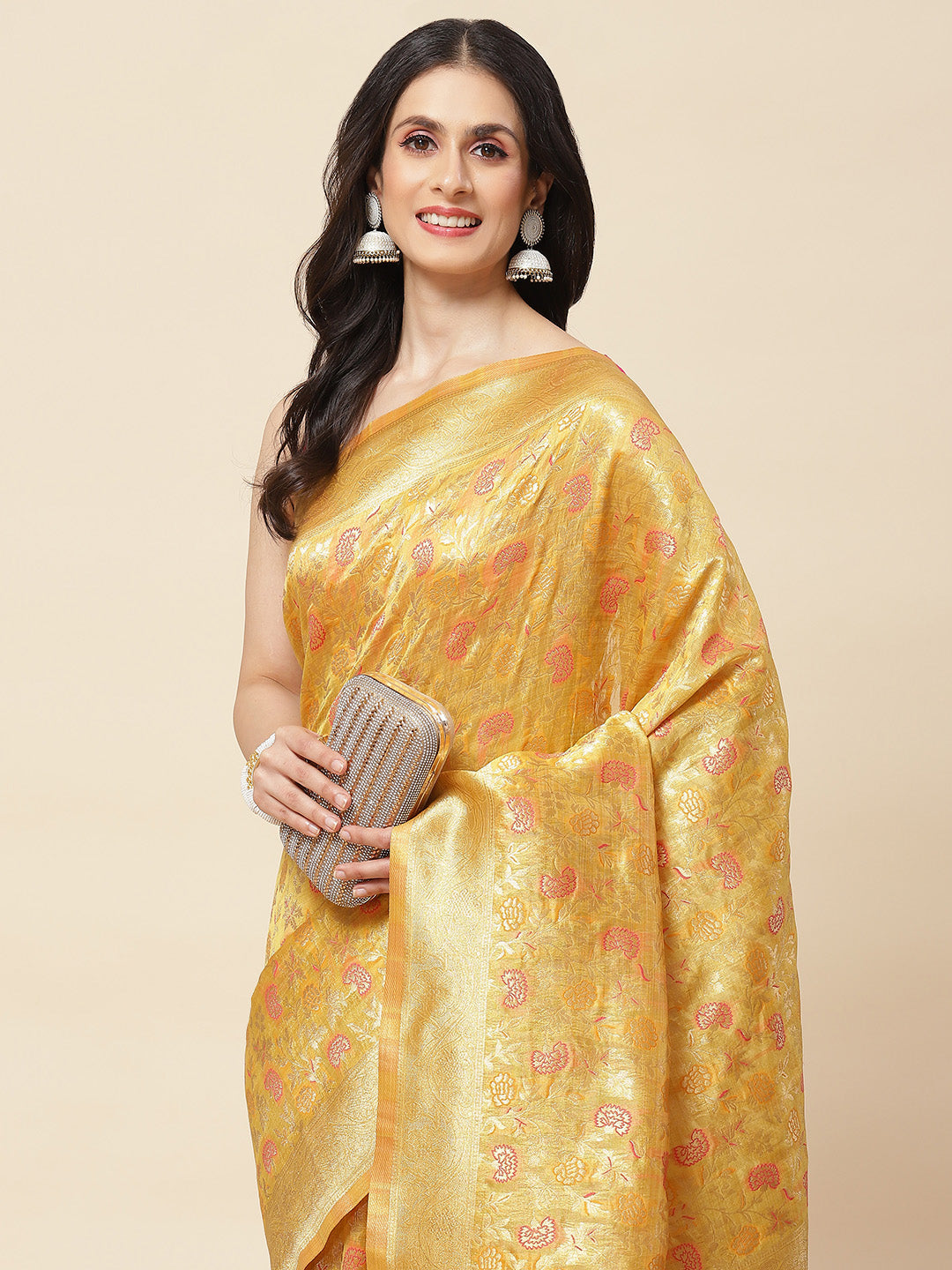 Floral Zari Jaal Woven Cotton Saree
