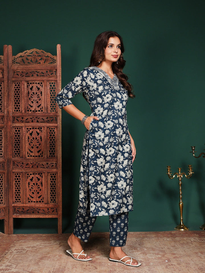 Printed Cotton Blend Kurta With Pant &amp; Dupatta