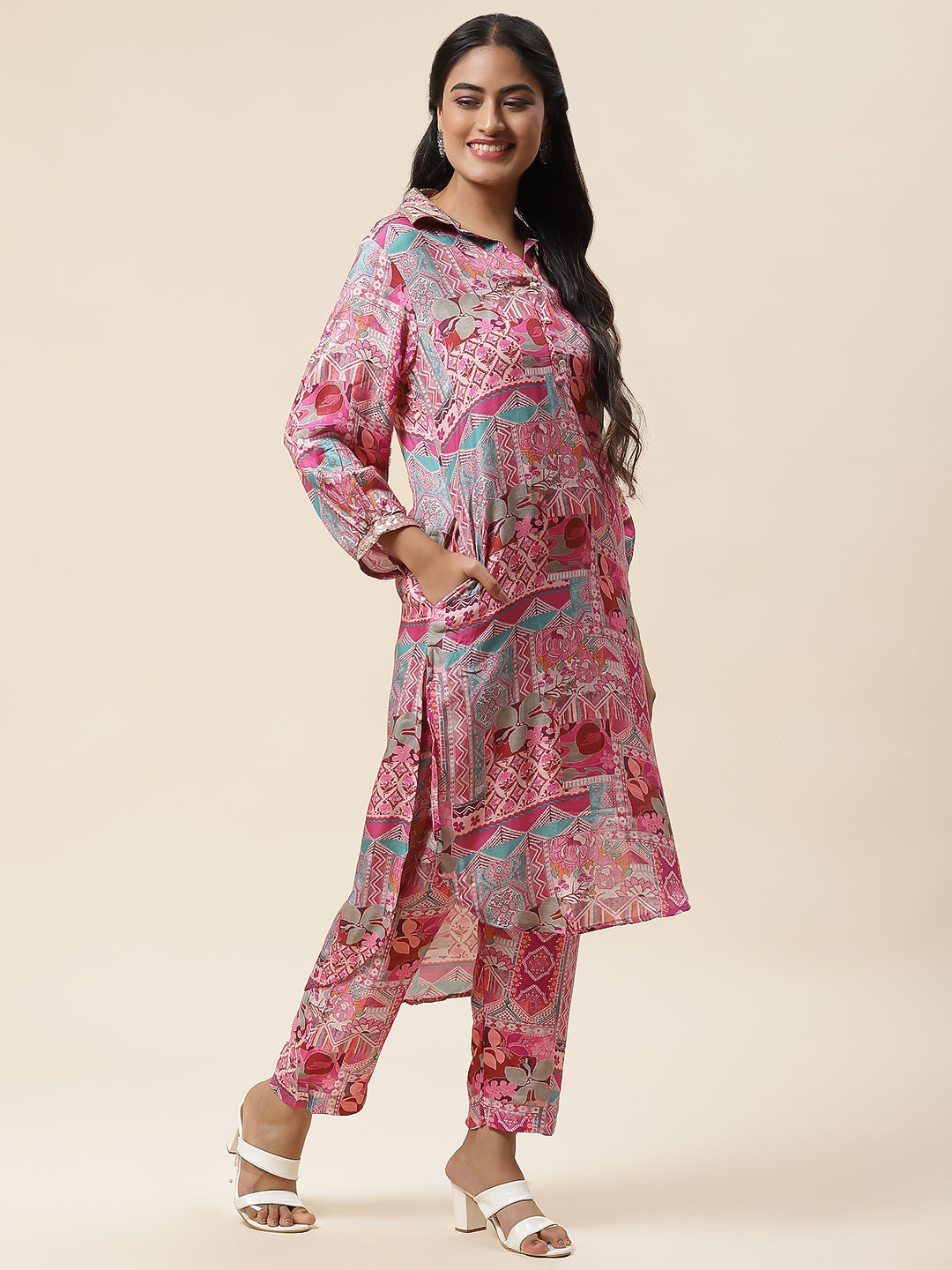 Printed Muslin Kurta With Pants