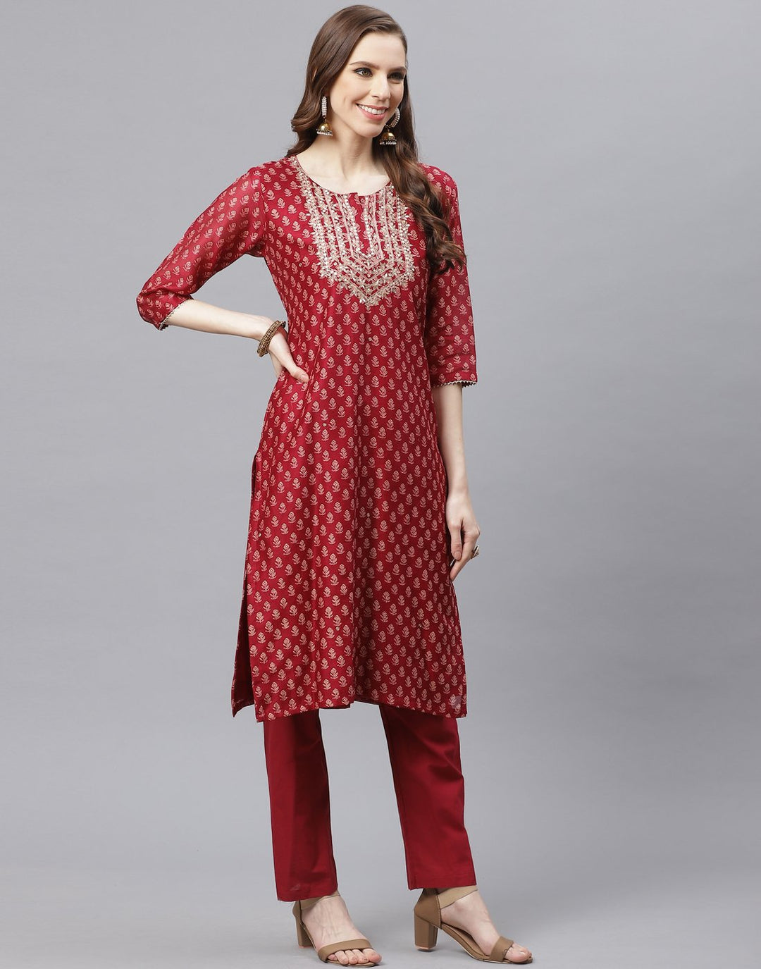 Chanderi Kurti Set