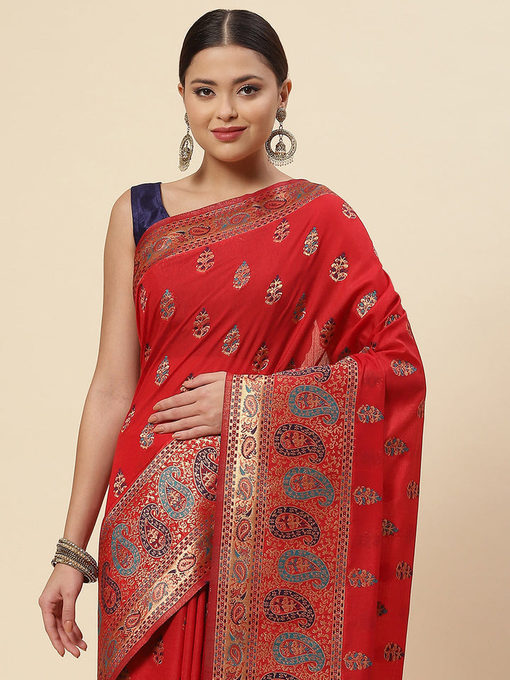 Zari Border Booti Handloom Woven Saree