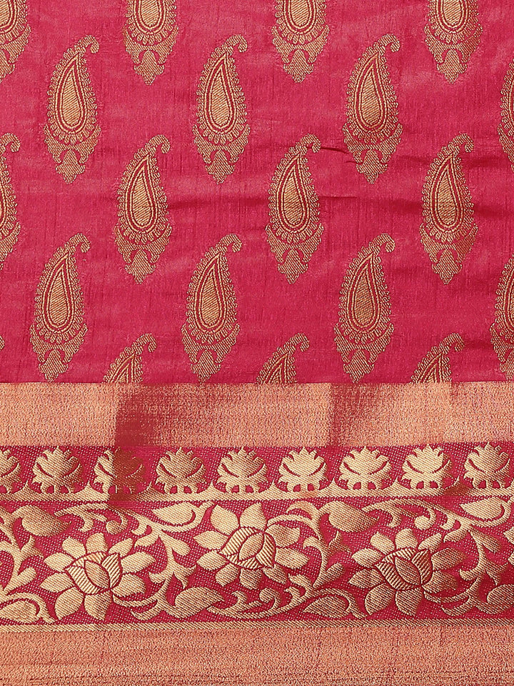 Zari Border Booti Art Handloom Woven Saree