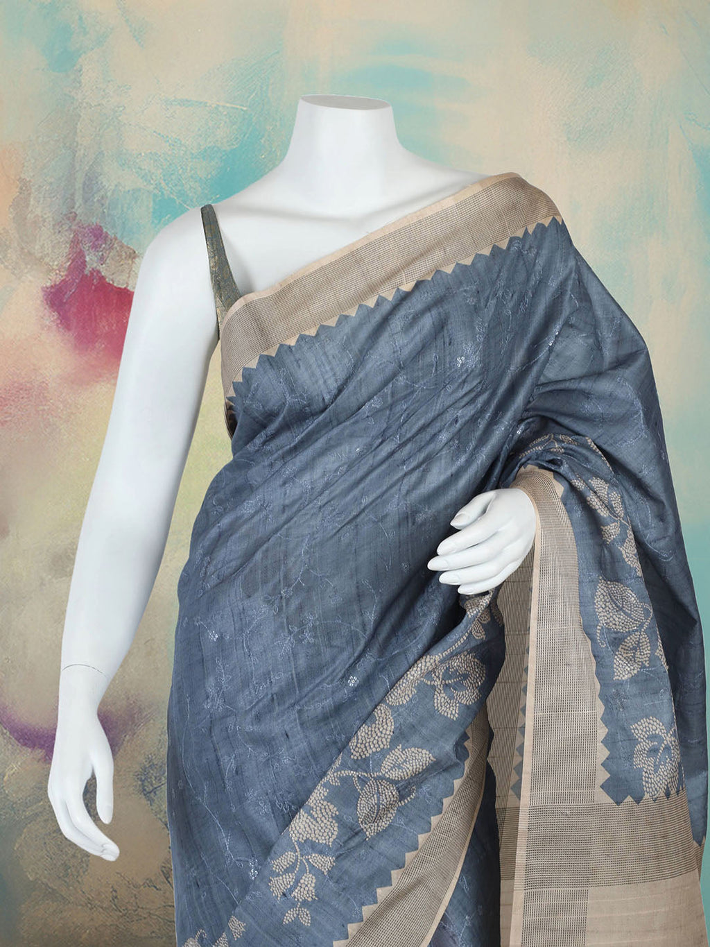 Printed Tussar Saree