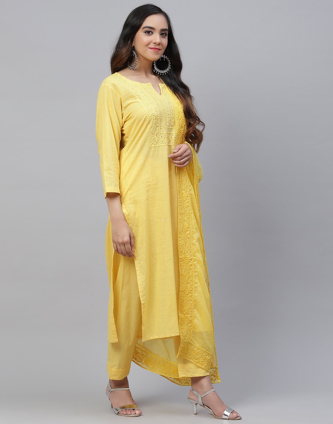 Printed Stitched Cotton Salwar Kameez With Dupatta