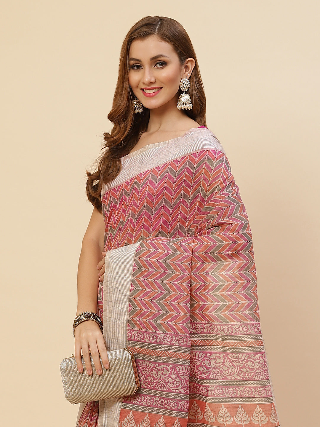 Resham Border Printed Cotton Saree