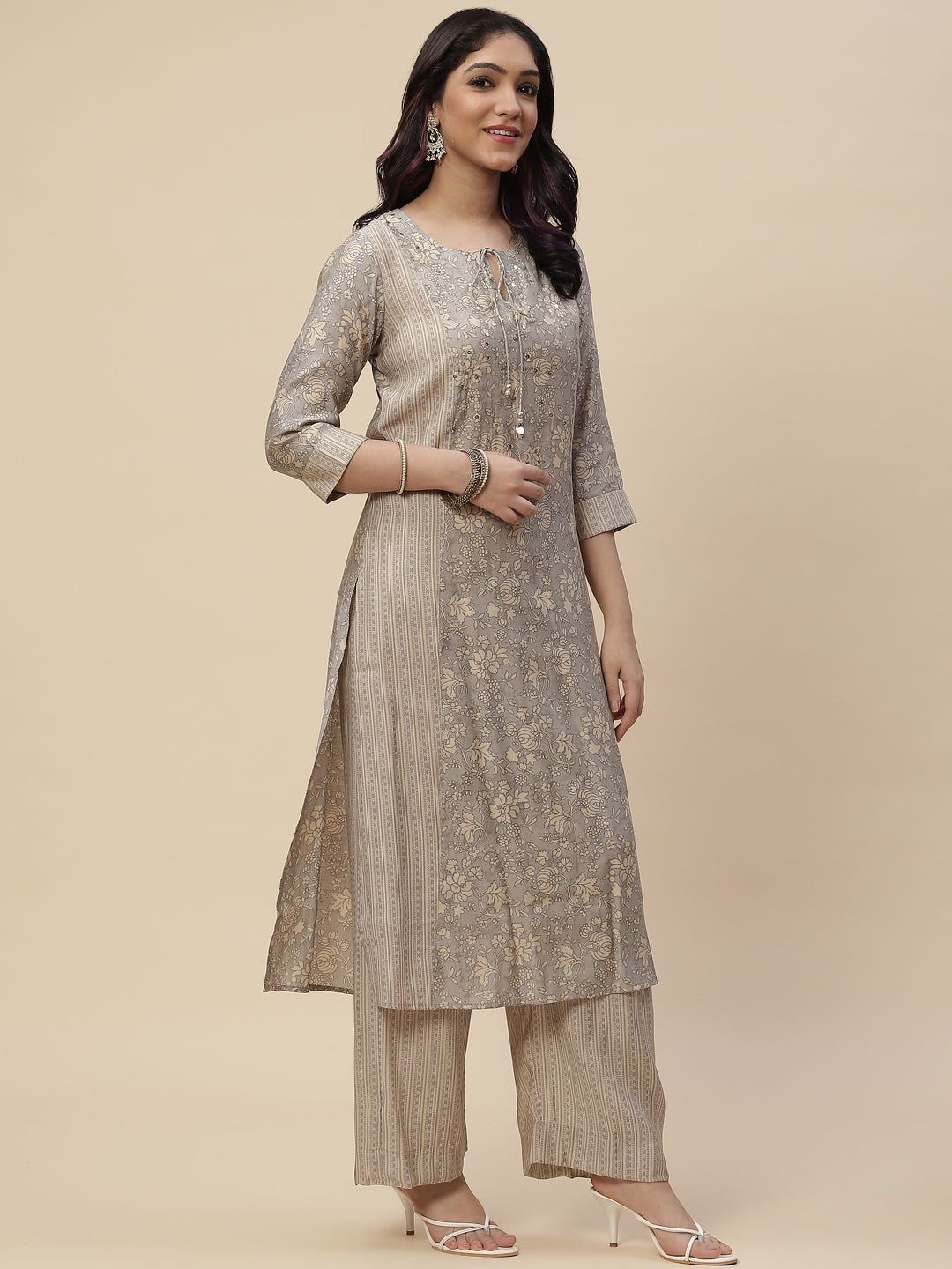 Printed Crepe Kurta With Palazzo