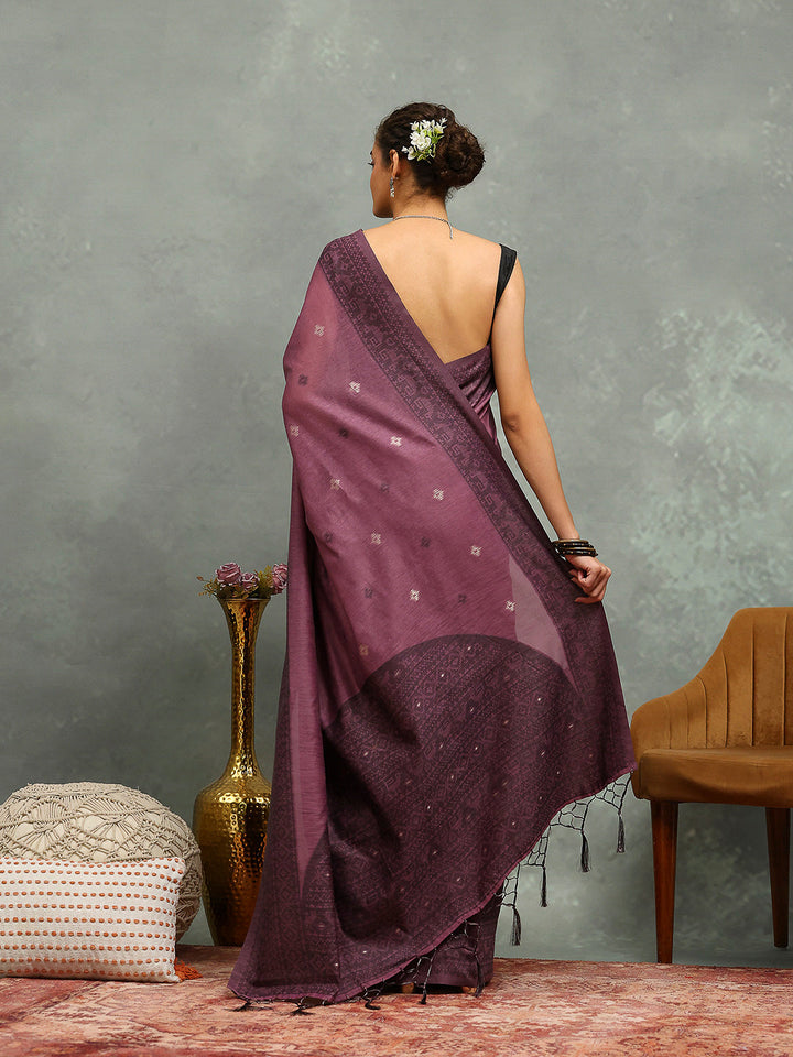 Woven Design Cotton Blend Saree