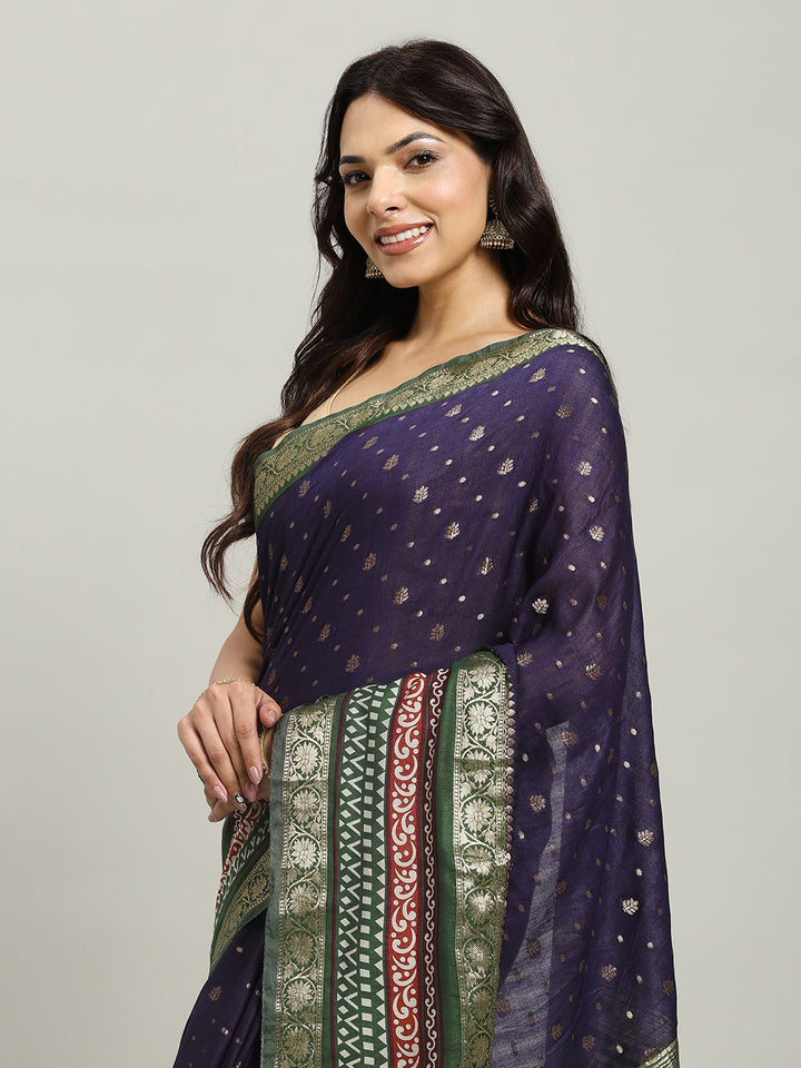 Digital Printed Cotton Blend Woven Saree
