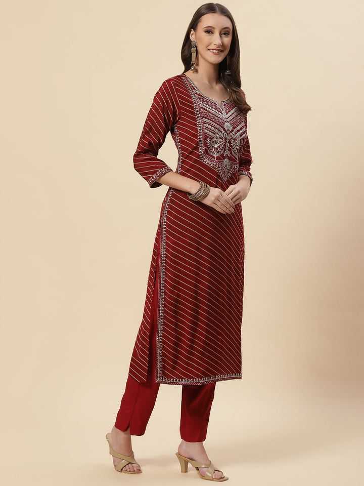Printed Cotton Kurta With Pants &amp; Dupatta