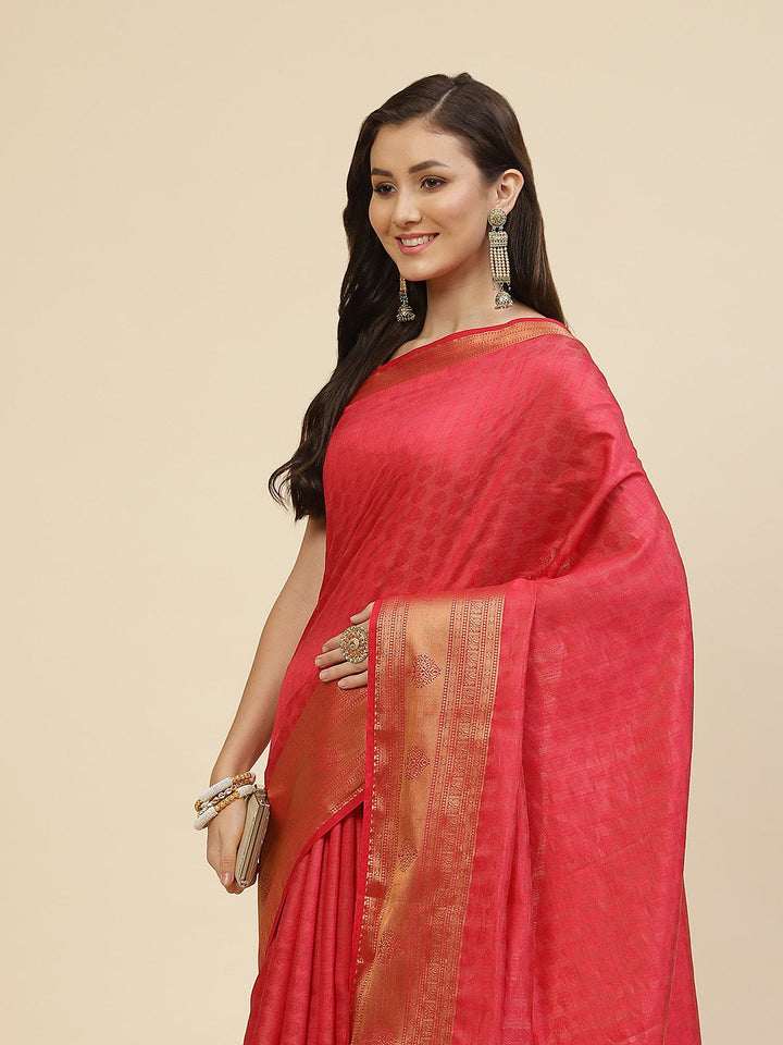 Zari Border Booti Tussar Woven Saree