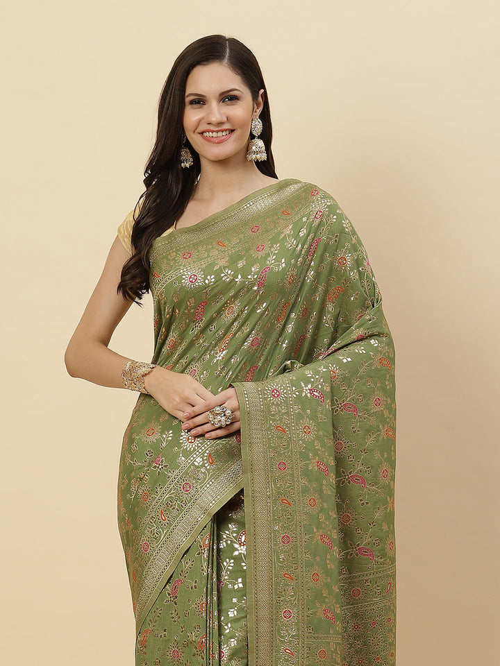 Gota Work Banarasi Woven Saree