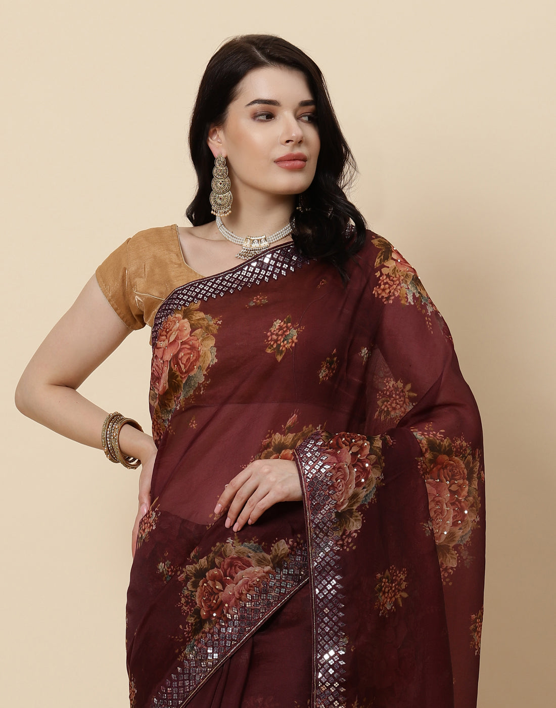 Printed Organza Kora Saree