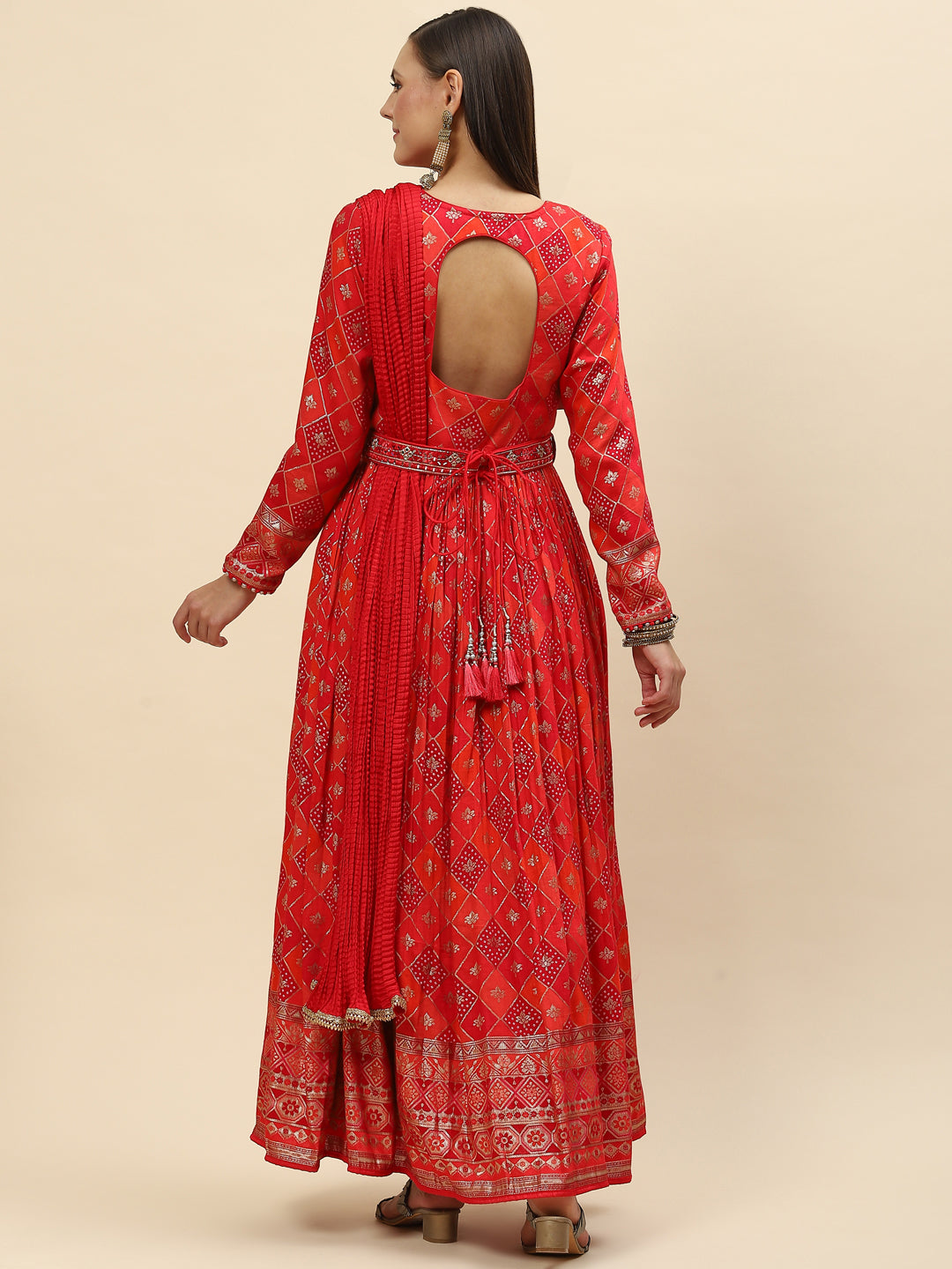 Banarasi Cotton Kurta With Pants &amp; Silk Dupatta