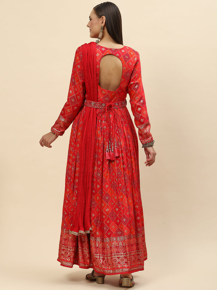 Banarasi Cotton Kurta With Pants &amp; Silk Dupatta