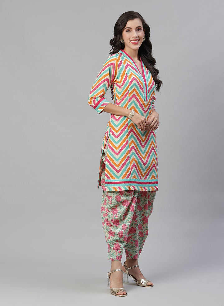Printed Cotton Kurti With Dhoti Pant