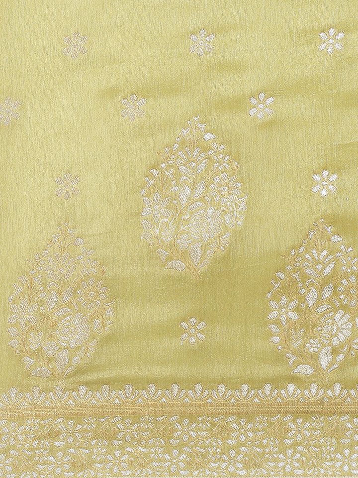 Zari Border Booti Banarasi Woven Saree