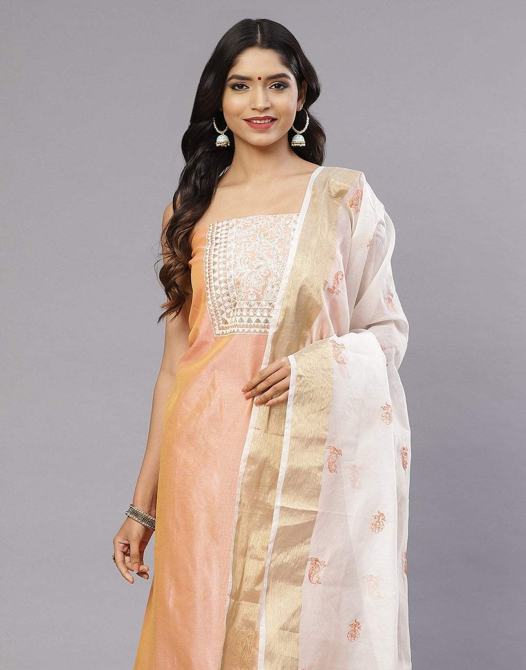 Chanderi Embroidered Suit Piece