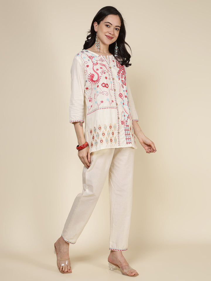 Printed Cotton Blend Kurta With Pants