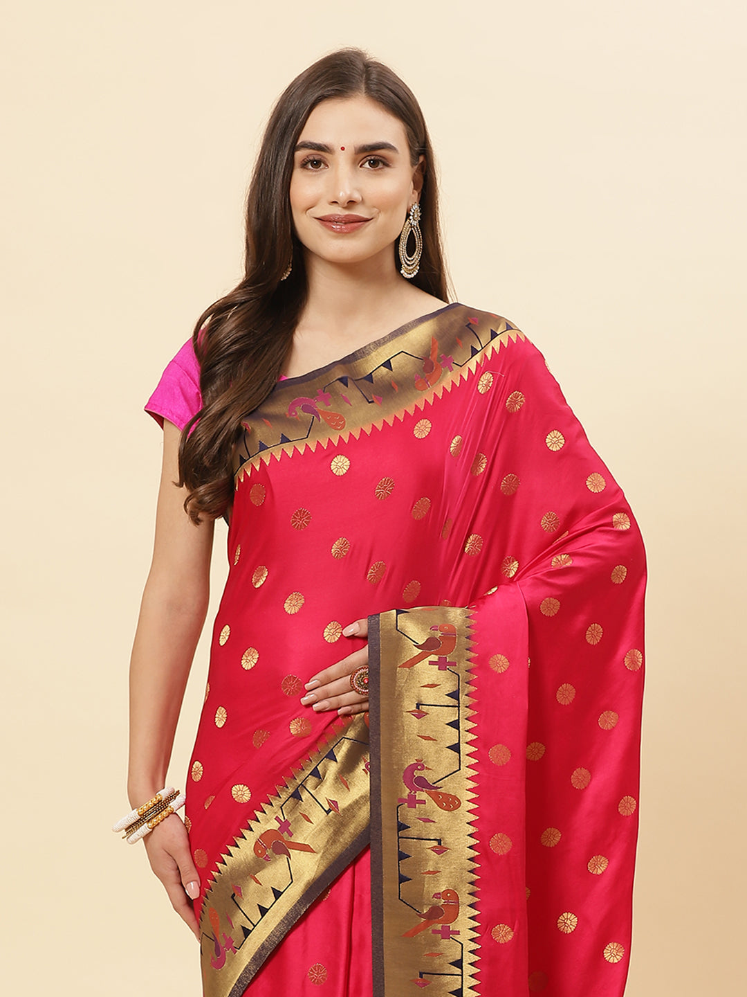 Paithani Silk Saree With Contrast Blouse