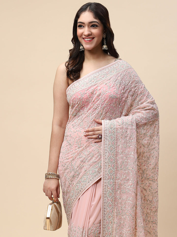 Resham Jaal Embroidered Georgette Saree