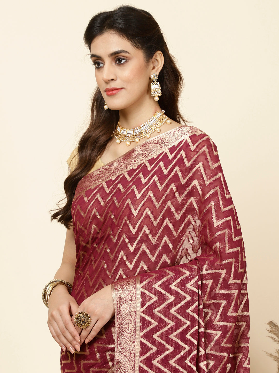 Zari Jaal Woven Chiffon Saree