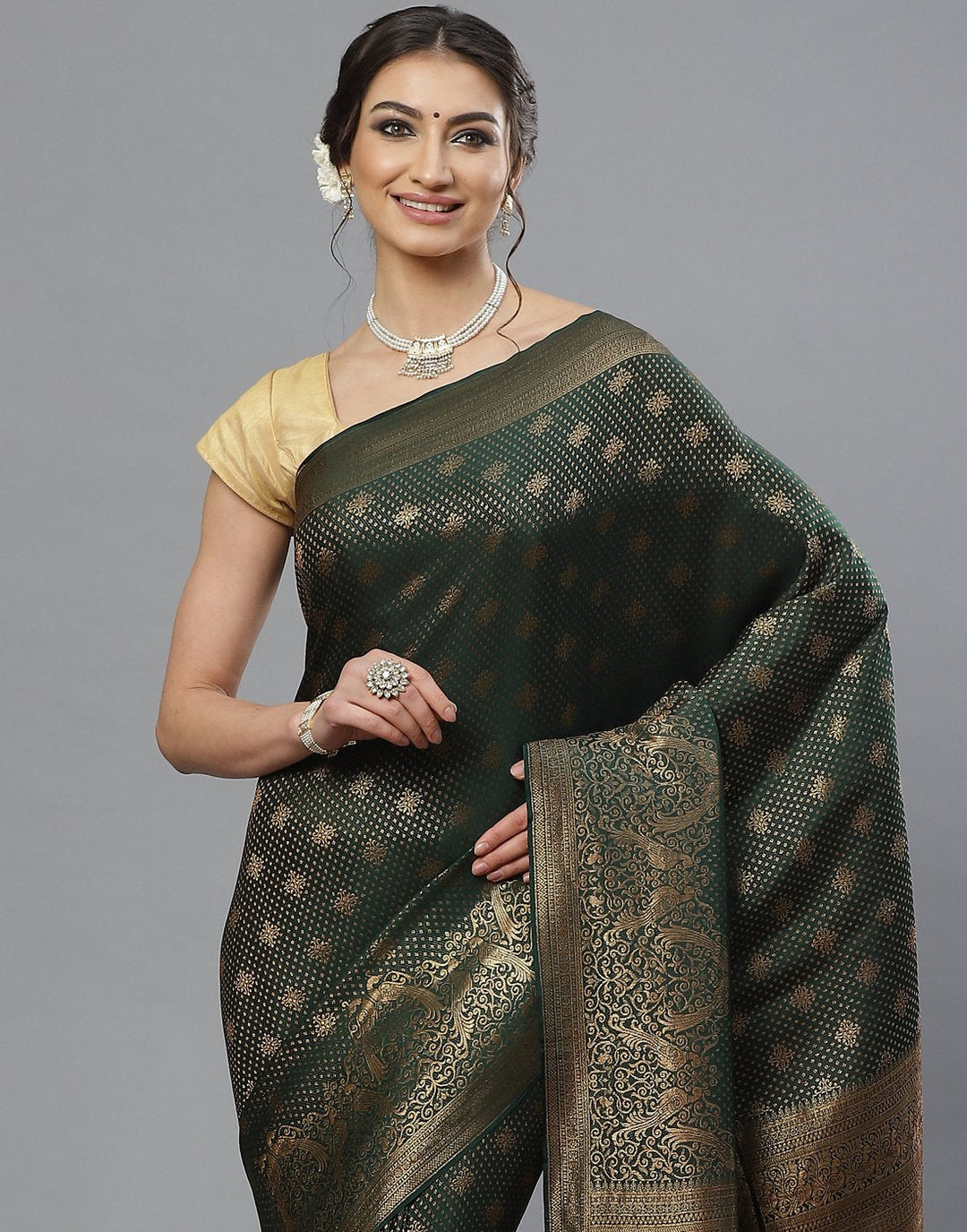 Zari Booti Crepe Saree