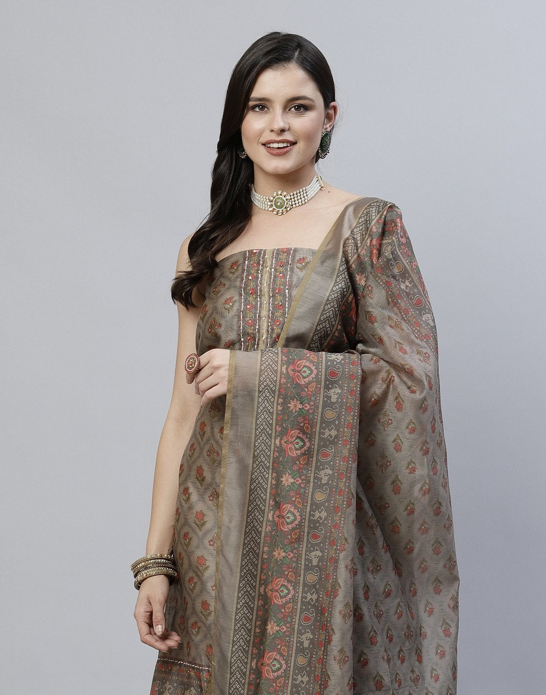 Printed Chanderi Suit Piece