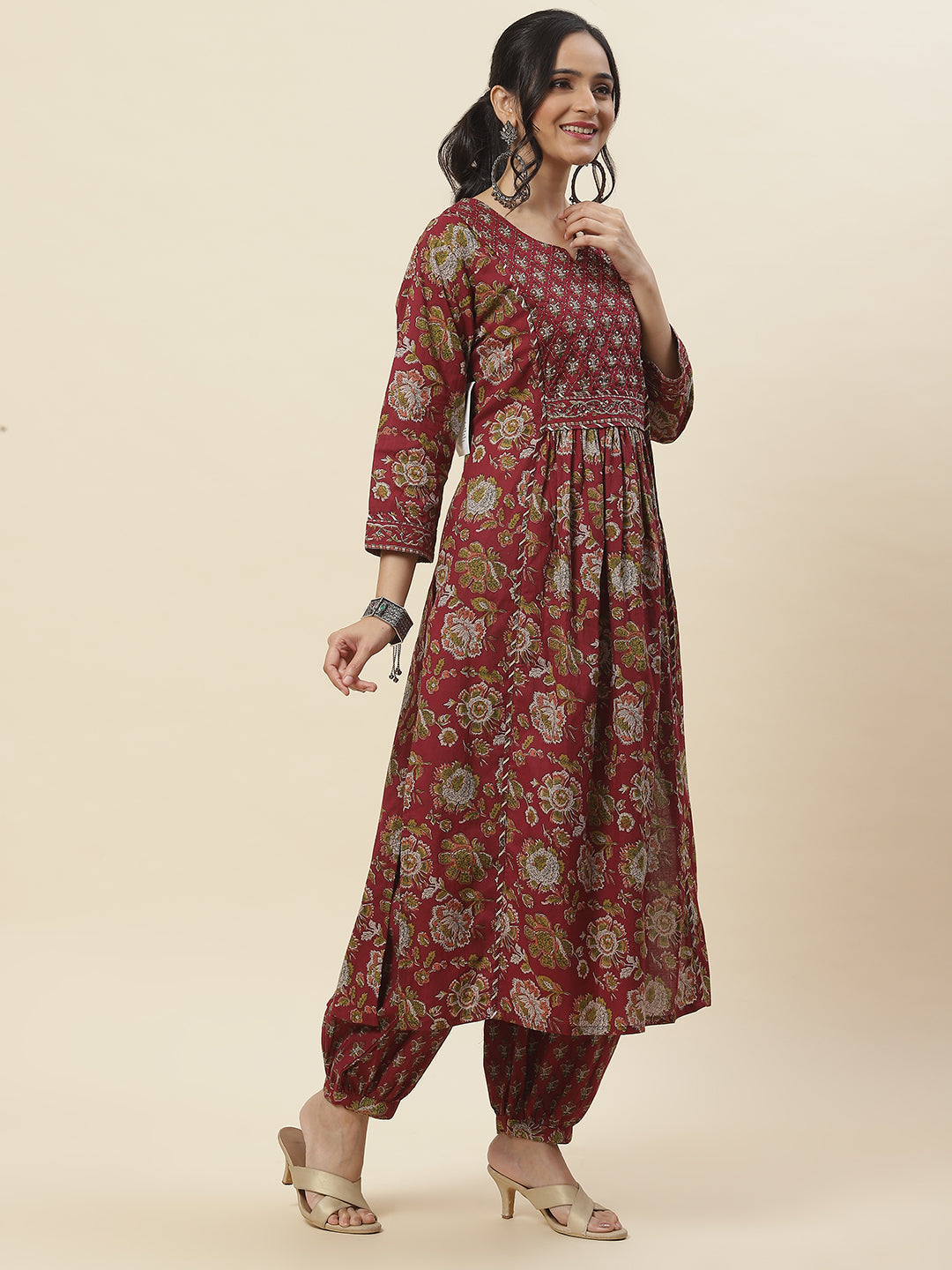 Printed Cotton Kurta With Pants