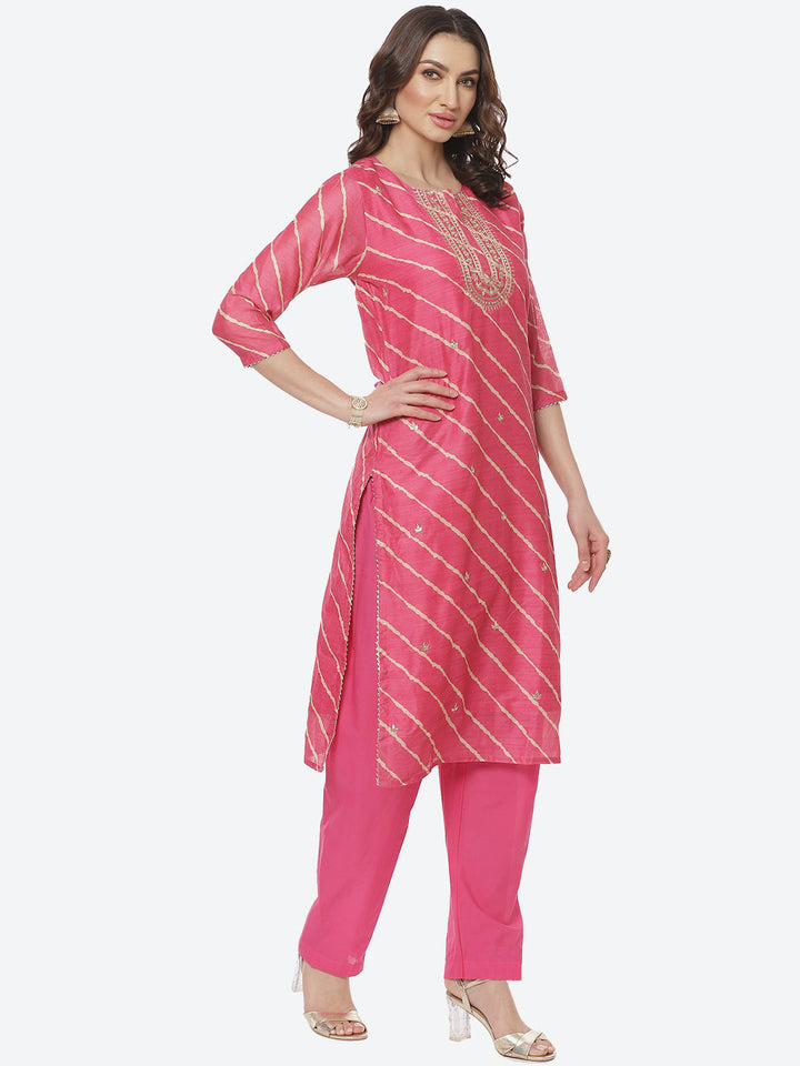 Embroidered Cotton Salwar Kameez Stitched Suit With Chanderi Dupatta