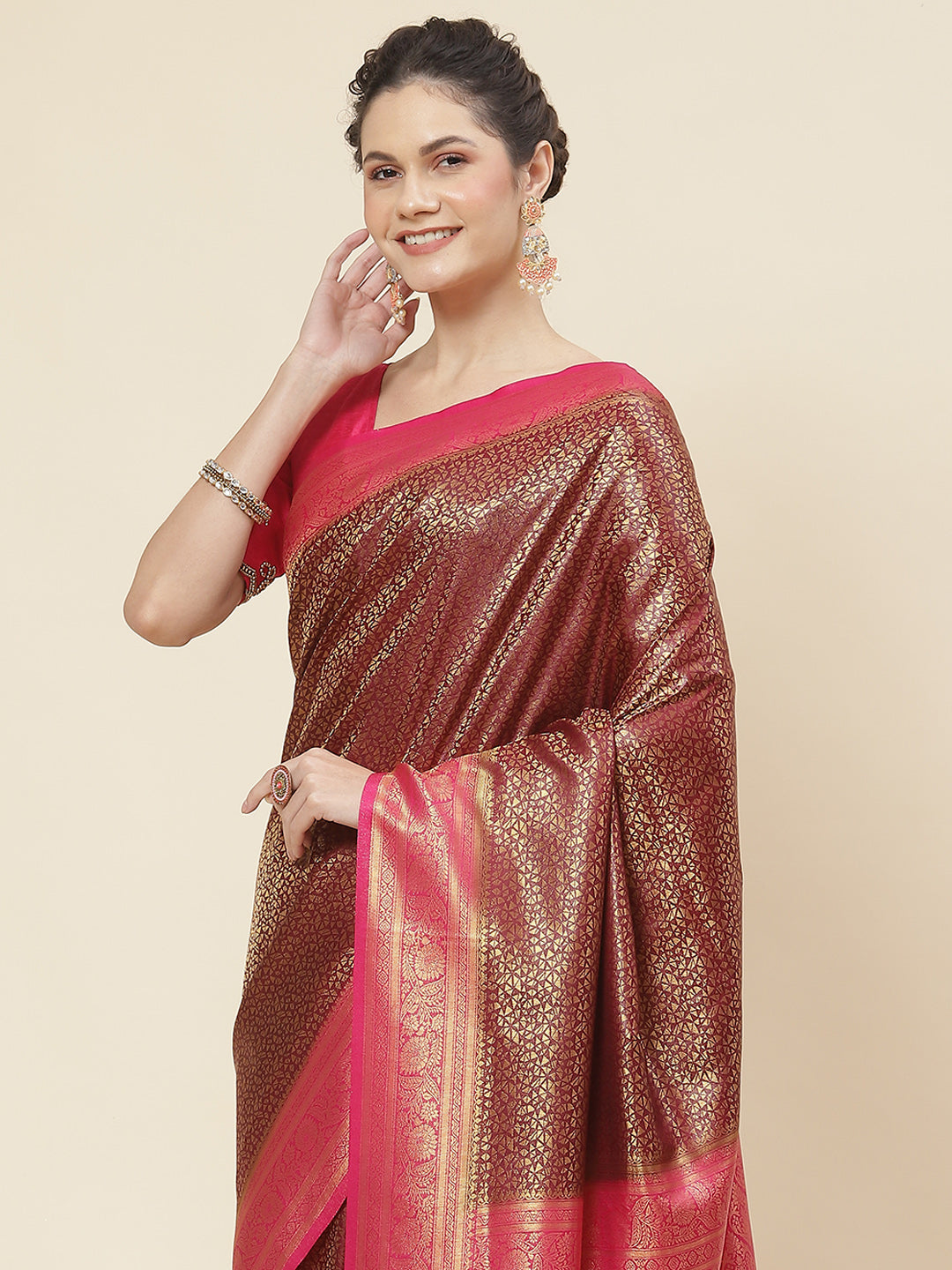 Zari Jaal Woven Handloom Saree