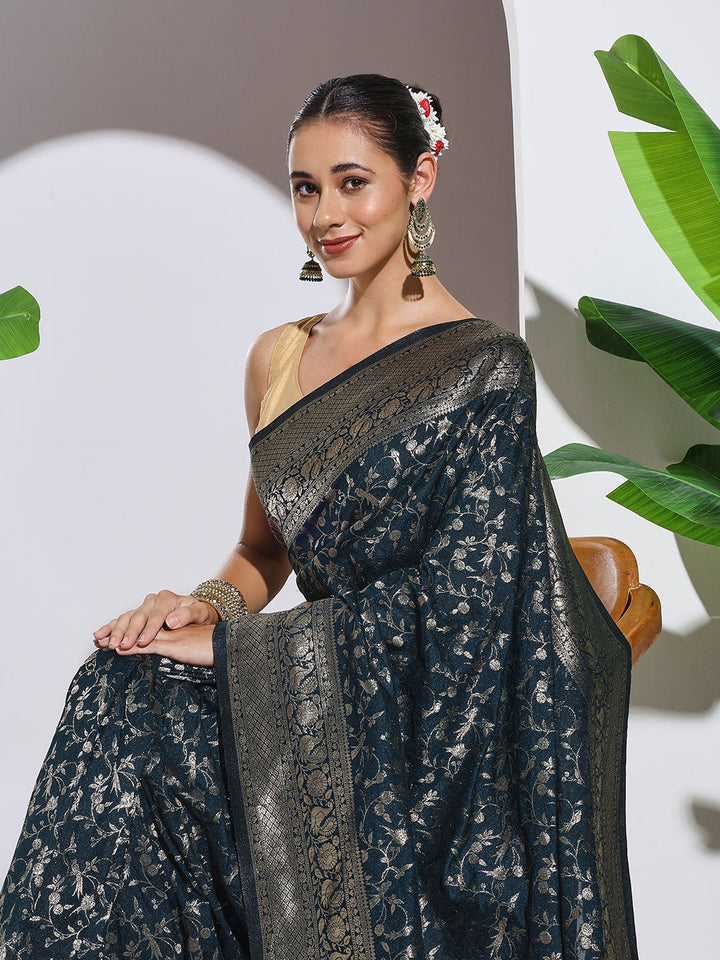 Zaari Jaal Woven Crepe Saree