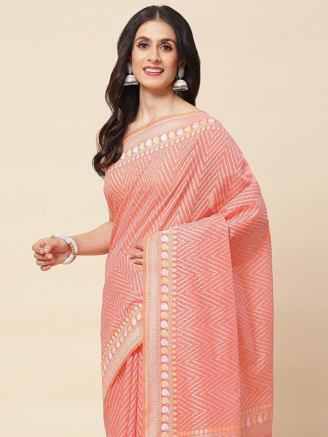 Zig Zag Woven Cotton Saree